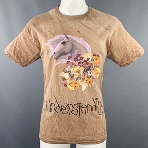 WESTFALL Size M Understanding Brown Multi Color Graphic Cotton Crew Neck T-shirt